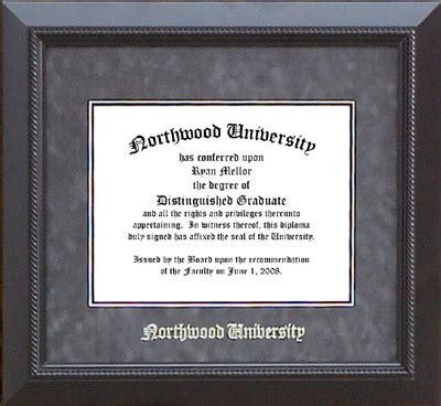 Northwood University Classic Diploma Frame in Grey Suede: Wordyisms