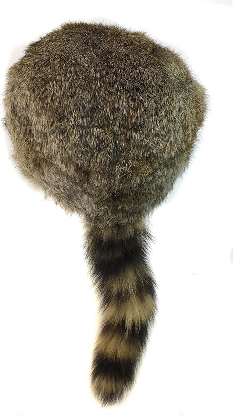 Surell Coonskin Davy Crockett Hat Rabbit Fur Crown Raccoon Tail Hat