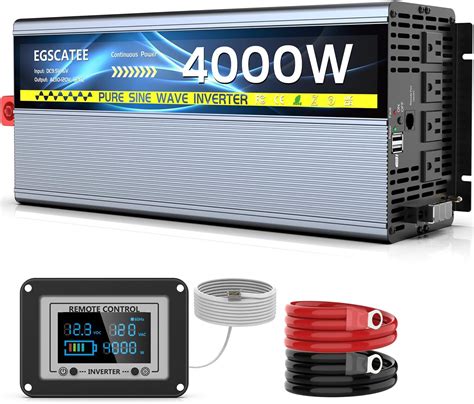 Egscatee 4000 Watt Pure Sine Wave Inverter 12v To 110v With 4 Ac