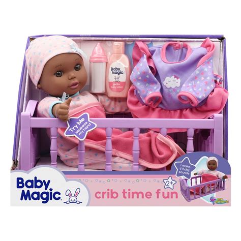 Baby Magic Crib Time Fun Play Set W Toy African American Baby Doll