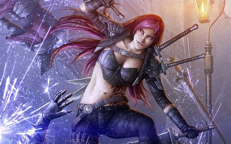 Hd Wallpaper Katarina League Of Legends Redhead Video Games