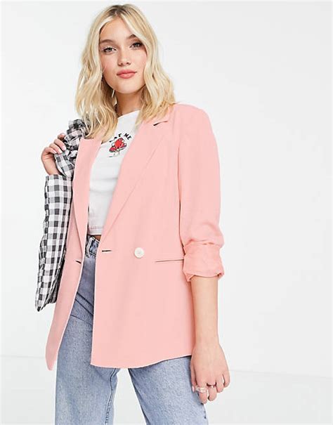 Miss Selfridge Fluid Crepe Blazer In Pink Asos