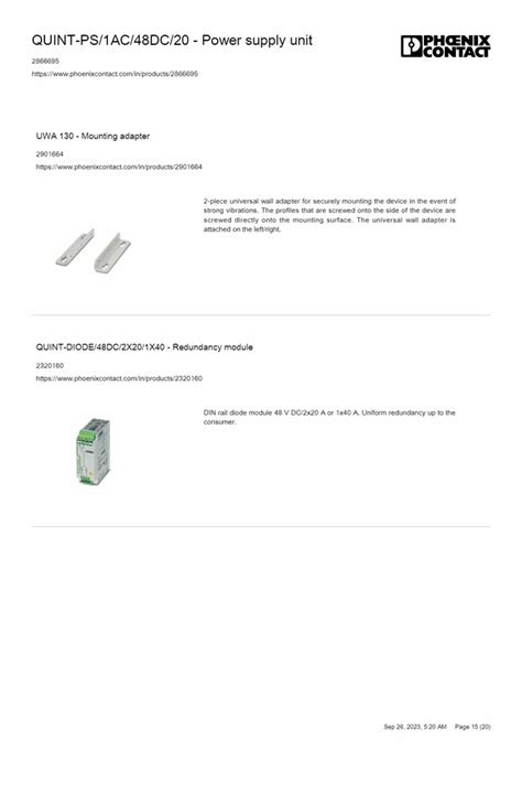 Smps QUINT PS 1AC 48DC 20 Power Supply Unit For Industrial