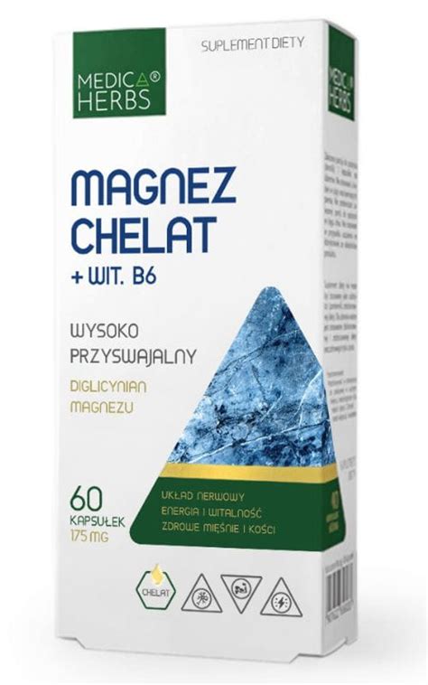 Magnez chelatowany Witamina B6 60 kapsułek Medica Herbs Skład