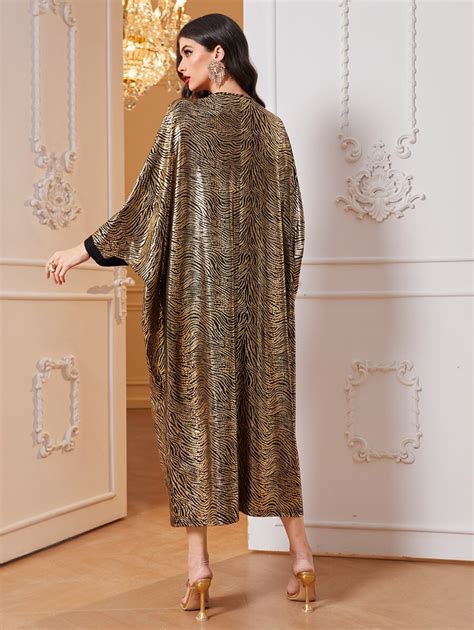 Shein Najma Allover Print Batwing Sleeve Kaftan Shein Usa