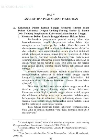 Kekerasan Dalam Rumah Tangga Menurut Hukum Islam Dalam Kaitannya Dengan