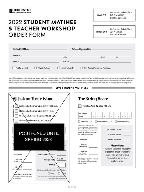 Fillable Online Lied Center Ticket Programs Fax Email Print Pdffiller