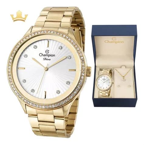 Kit De Reloj Champion CN29712w Para Mujer Con Correa Color Dorado