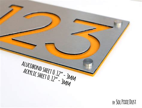 Modern House Numbers Alucobond With Yellow Acrylic Etsy