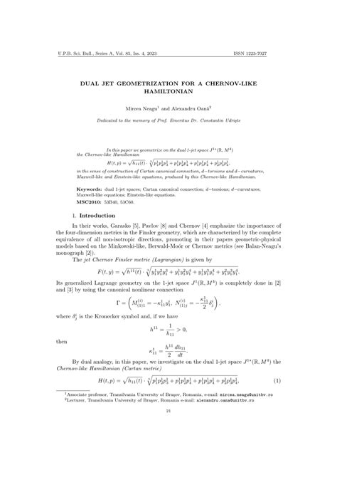 Pdf Dual Jet Geometrization For A Chernov Like Hamiltonian