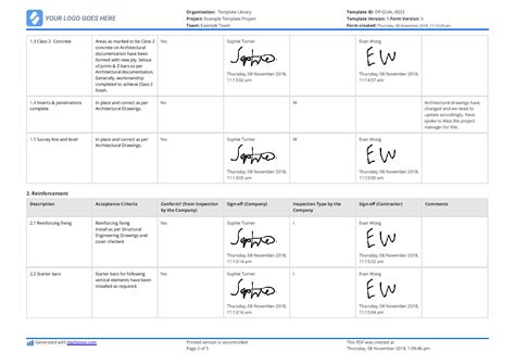 Inspection and Test Plan for Concrete Works: Free & Customisable