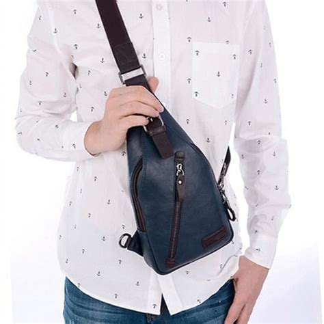 Sac de Poitrine Homme Epaule PU Cuir Sac de Bandoulière Sacoche