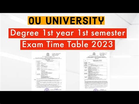 OU University Degree 1st Year 1st Semester Exam Timetable 2023 OU