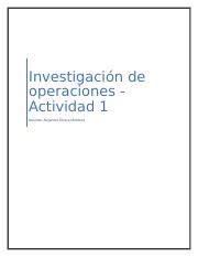 Actividad Investigacion Operaciones Docx Investigaci N De