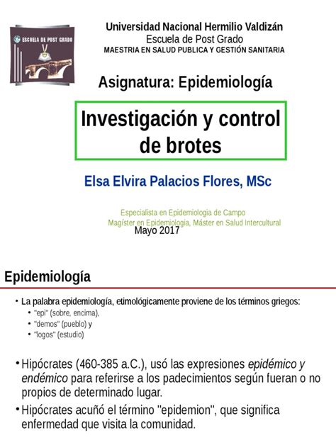 3 Investigacion De Brotes Epidemias Epidemiología