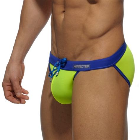 Sexy Low Cut Bikini Yellow Swim Briefs For Man Brand Addicted Fo