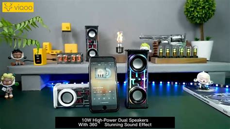 【cod】viqoo A88 Cyberpunk Bluetooth Speaker 10w Sound Light Rhythm