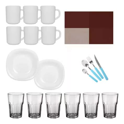 Set De Vajilla 54 Piezas Juego Platos Vidrio Templado Opal