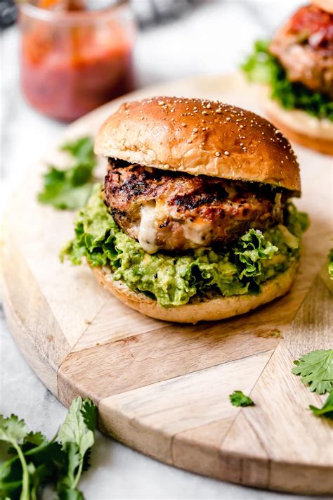 Stuffed Southwest Turkey Burgers With Pepper Jack And Guacamole Turkey