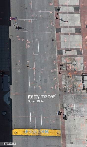 An Aerial View Of The Finish Line Of The Boston Marathon On Boylston