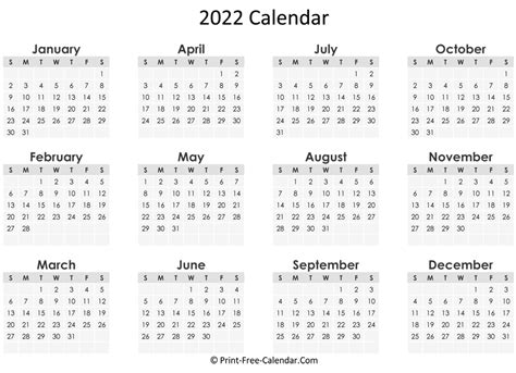 38 Free Printable 2022 Yearly Calendar Printable  My Gallery Pics