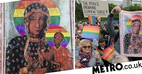 Woman Arrested Over Posters Of The Virgin Mary With Lgbt Rainbow Halo