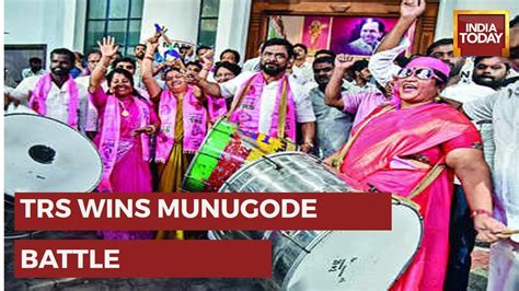 Trs Wins High Stakes Munugode Battle Massive Celebrations Trs Camp