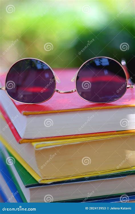 Colorful Books And Sunglasses Stock Image Image Of Balcony Summer 282413953