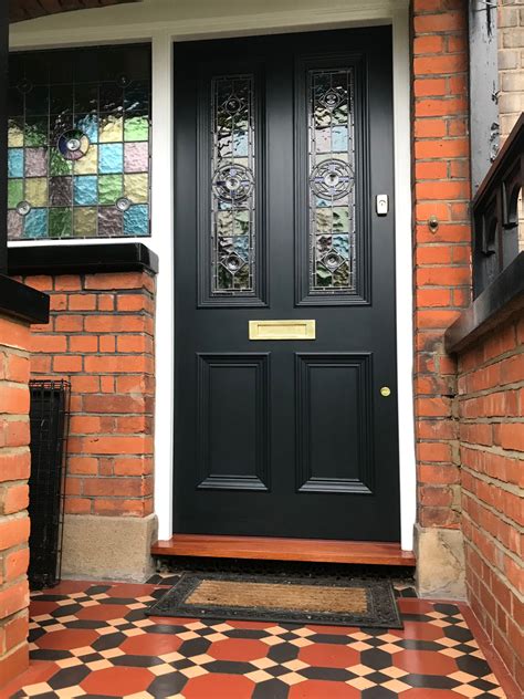 Four Panel Victorian Front Door In North London House Front Door Glass