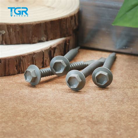 Tgr Tsingri Gray Coated Hex Big Flange Washer Head Self Drilling Screws