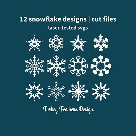 Snowflake Ornament Svg Bundle 12 Laser Tested Svg Snowflakes For Diy Crafts Etsy