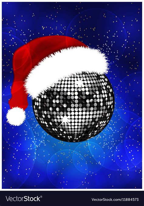 Christmas disco ball with santa hat Royalty Free Vector