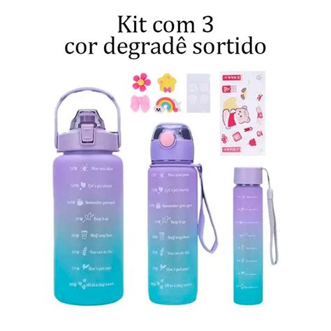 Kit Garrafas De Gua Motivacional Booglee Litros Ml Ml Cor