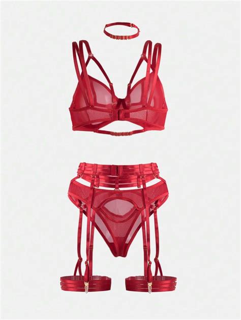 Conjunto de lingerie sexy feminina cinta liga conjunto de sutiã