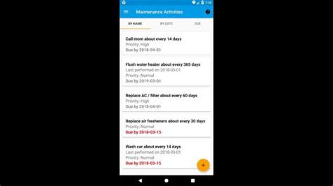 Android App To Track Regular Recurring Personal Home Maintenance