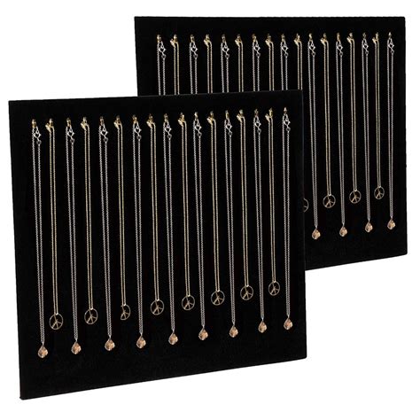 Genie Crafts Necklace Organizer 2 Pack 17 Hooks Velvet Necklace