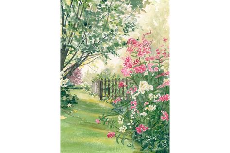 Misty Morning Garden Painting Watercolor Art Print Gift Etsy