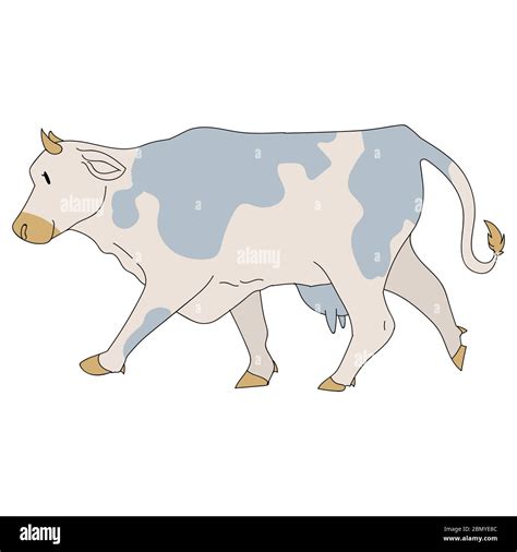 Cute French Farmhouse Cow Vector Clipart Hand Drawn Shabby Chic Style