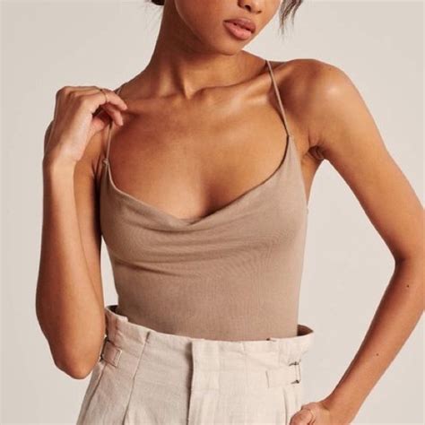 Abercrombie Fitch Tops Abercrombie Fitch Nude Cowlneck Halter Bodysuit New Poshmark