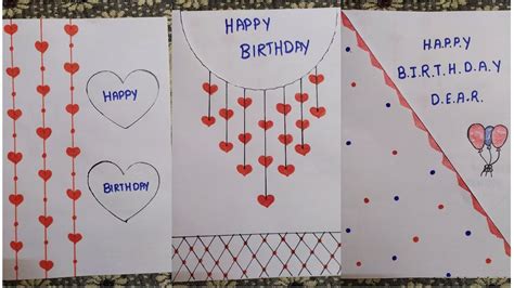 Diy 3 Colour Pen Greeting Card Simple Birthday Card Idea Happy Birthday