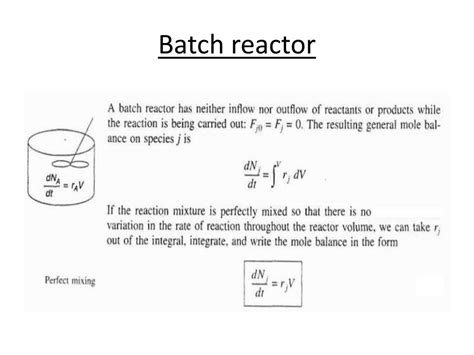 Ppt Mole Balance For Chemical Reaction Engineering Design Equations For Reactors Powerpoint