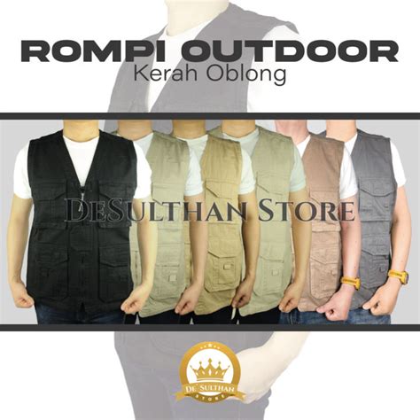 Rompi Kanvas Rompi Outdoor Rompi Lapangan Jaket Rompi Pria Oblong M