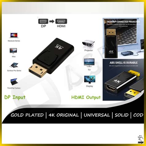 Jual Converter DP To HDMI 4K Komputer Display Port To HDMI Konektor