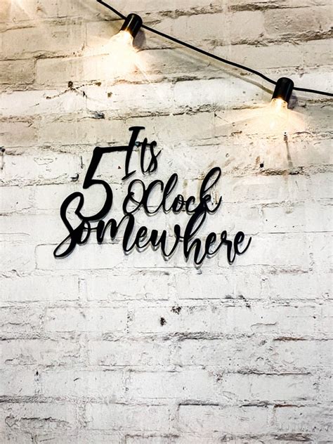 Metal Bar Sign Its 5 Oclock Somewhere Drinks Wall Etsy