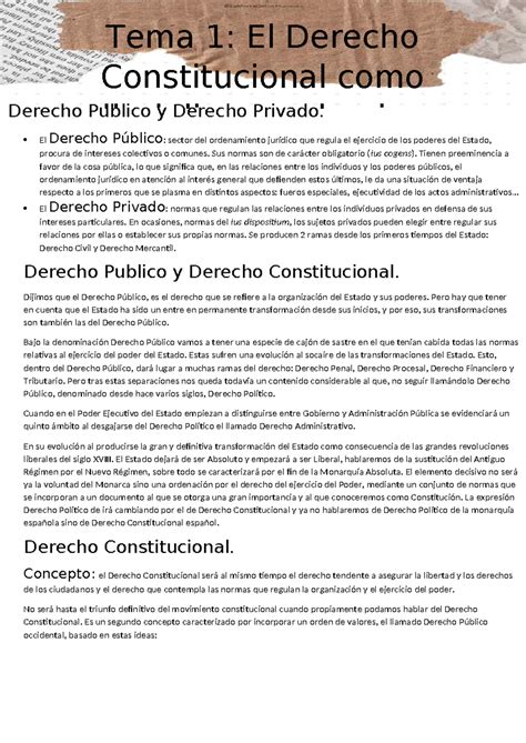 Tema 1 Tema 1 Apuntes Derecho Constitucional Tema 1 El Derecho Constitucional Como