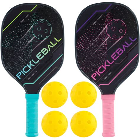 NETNEW Pickleball Paddles Set Of 2 With 4 Balls And Bag Cool Design