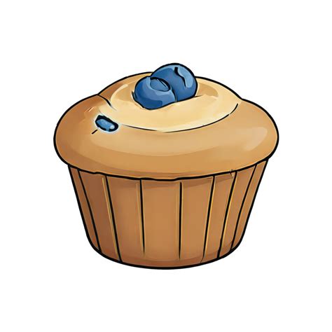 Ai Generated Muffins Blueberry Hand Drawn Cartoon Style Illustration