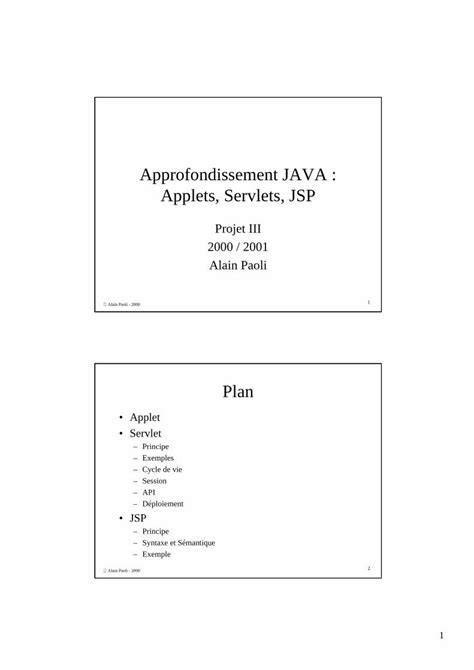 Pdf Approfondissement Java Applets Servlets Jspdept Cnam Fr