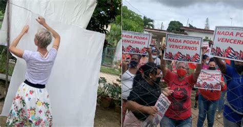 Activista Saily González Cuelga Sus Sábanas Blancas En Pleno Acto De