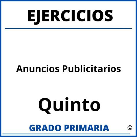 Ejercicios De Anuncios Publicitarios Para Segundo Grado